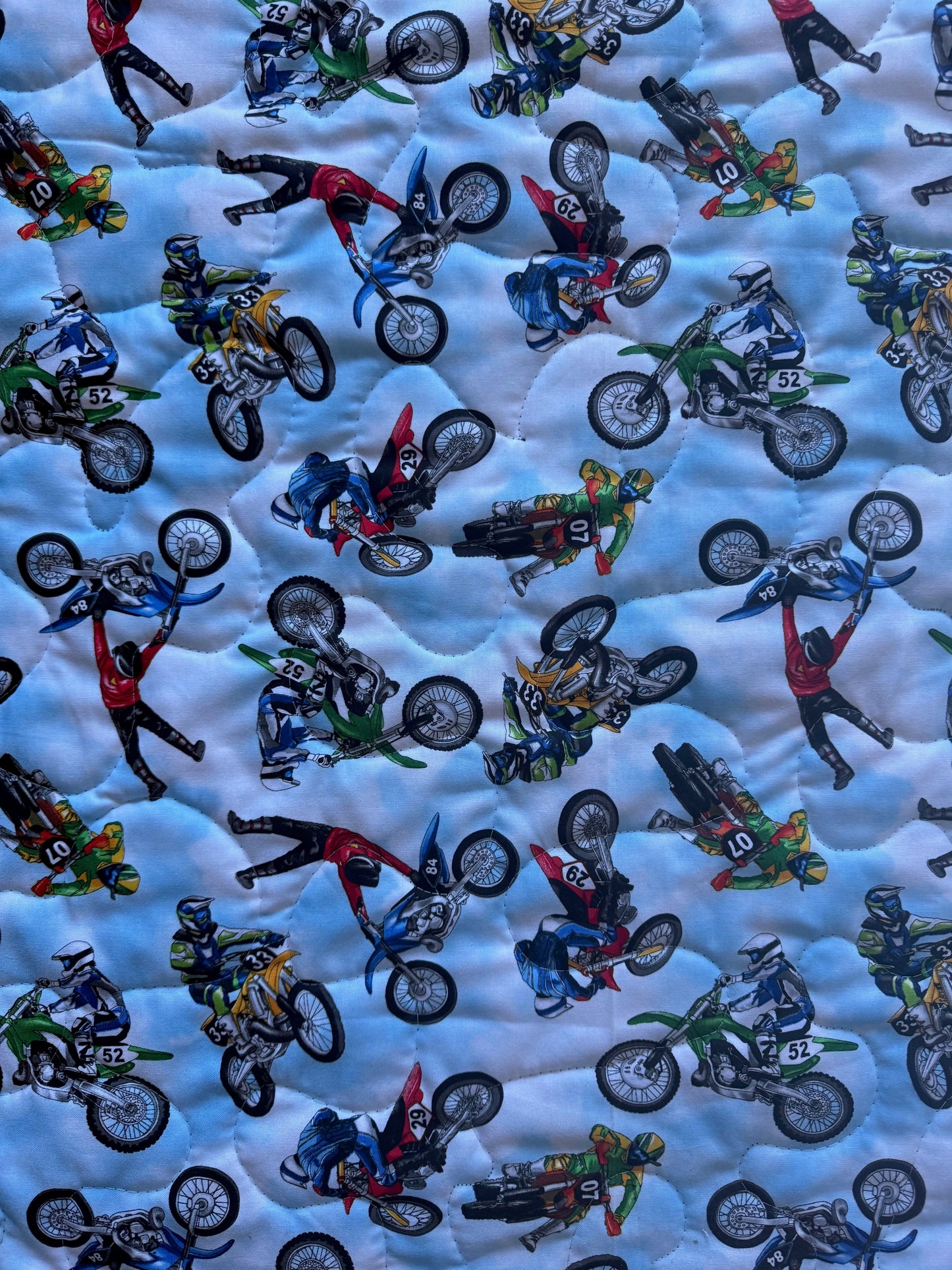 DIRT BIKE RIDER MOTORCROSS MOTORCYCLE FREE STYLE STUNTS Quilted Blanket