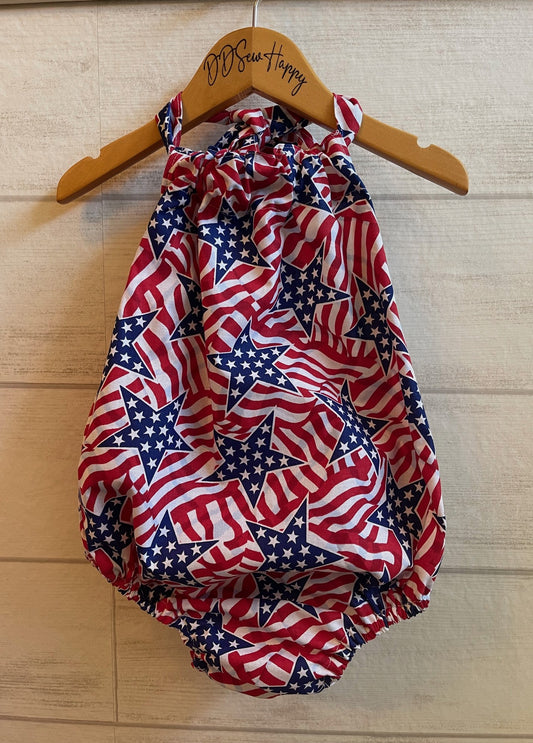 Infant & Toddler Girl's Beachy USA STARS & STRIPES PATRIOTIC Sunsuit Halter Top Romper