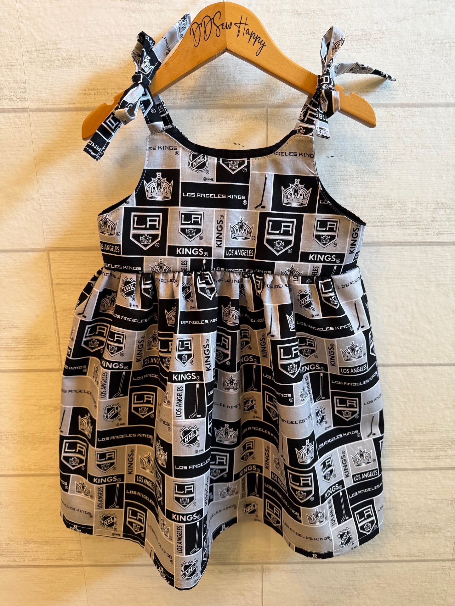Girls and Toddlers LA KINGS HOCKEY Boho Style Sundress with Shoulder Ties