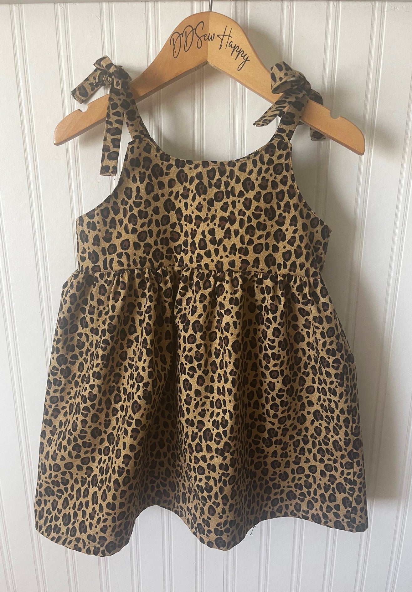 Girls and Toddlers CHEETAH ANIMAL SKIN Boho Style Sundress with Shoulder Ties