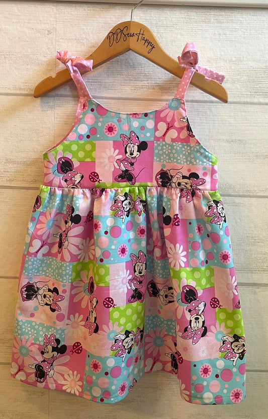 Girls and Toddlers MINNIE MOUSE FLOWER POWER Boho Style Sundress with Shoulder Ties