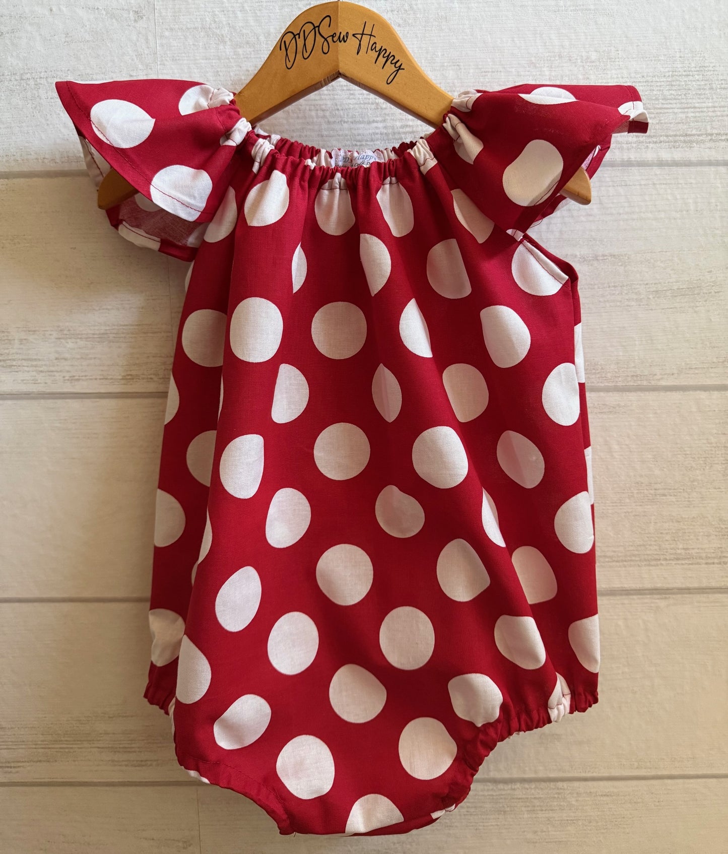 Infant & Toddler Girl's DISNEY INSPIRED MINNIE MOUSE RED WITH WHITE DOTS Boho Style One Piece Romper