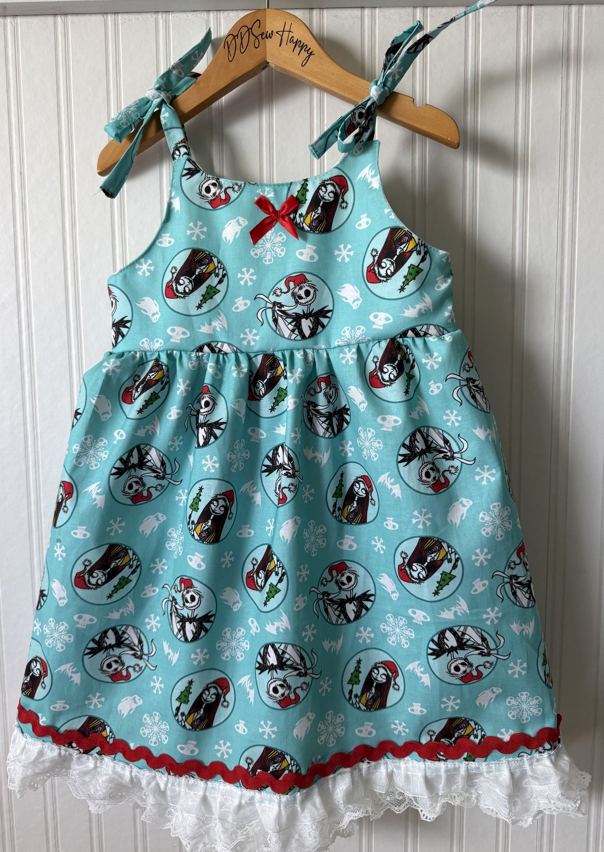 Girls and Toddlers NBC NIGHTMARE BEFORE CHRISTMAS AQUA Boho Style dress with Shoulder Ties