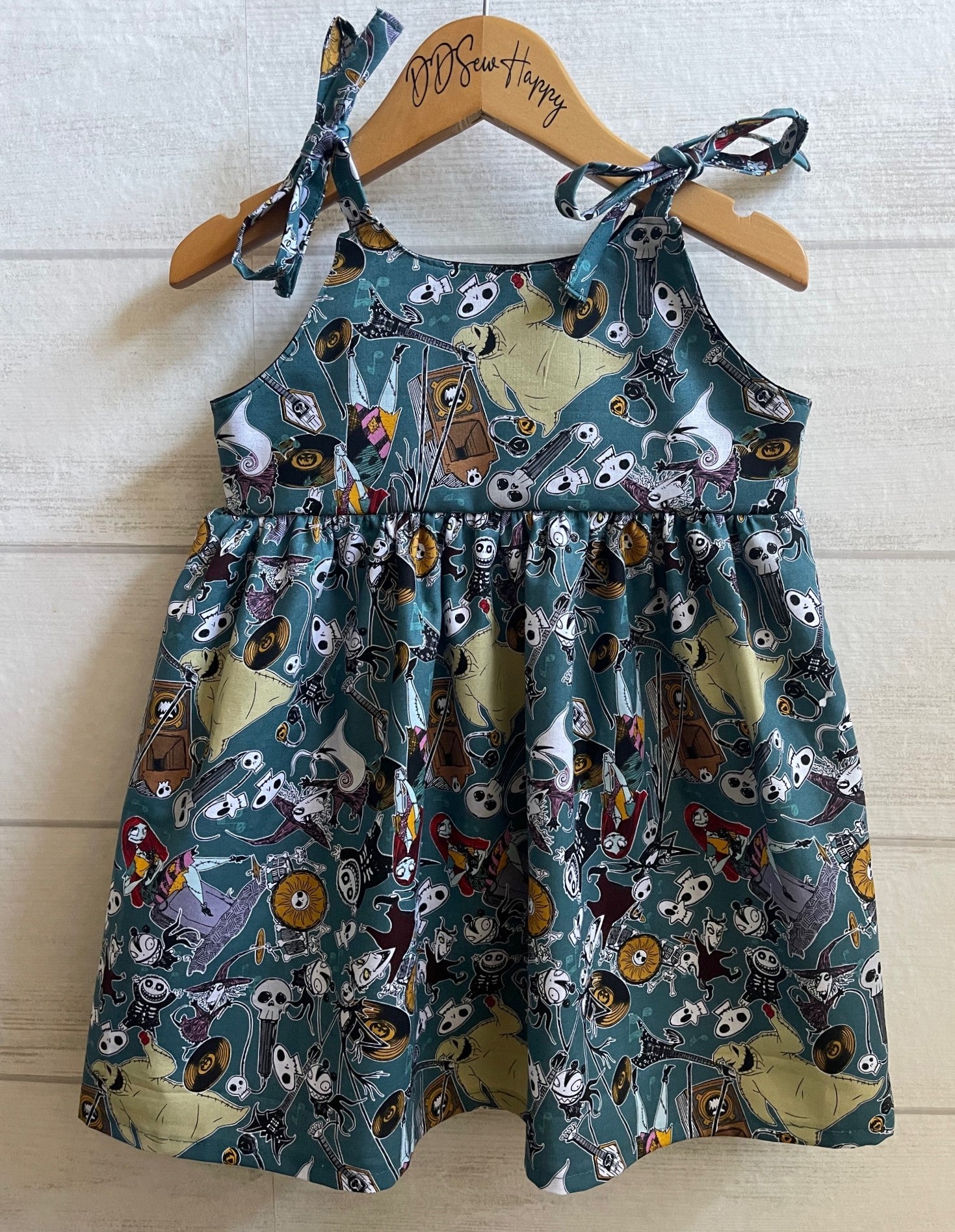 Girls and Toddlers NIGHTMARE BEFORE CHRISTMAS INSPIRED Boho Style Sundress with Shoulder Ties