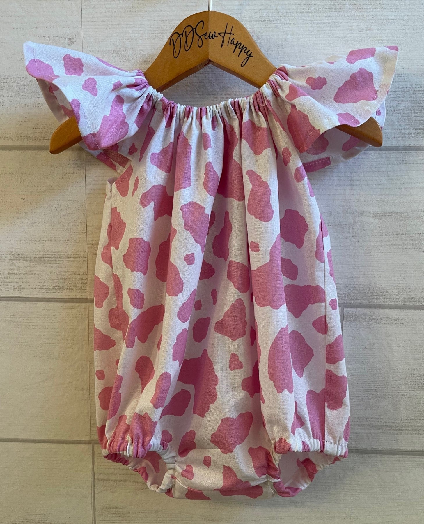 Infant & Toddler Girl's PINK WHITE COWSKIN Boho Style One Piece Romper