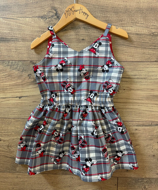 Girls and Toddlers DISNEY CLASSIC MICKEY & MINNIE PLAID Boho Style Twirl Dress