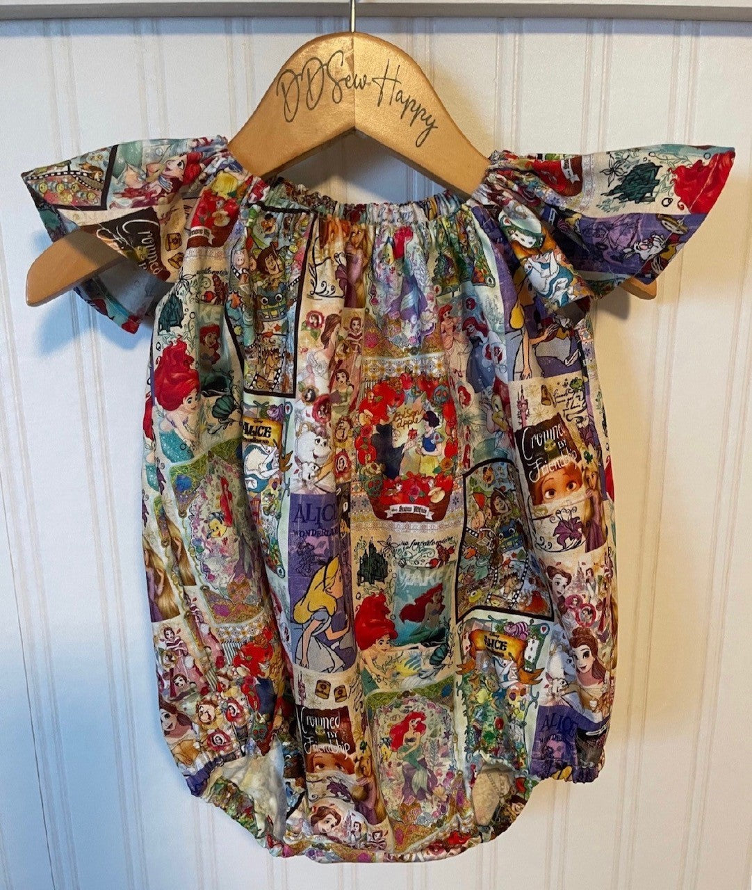 Infant & Toddler Girl's PRINCESS MOVIES PATCH Inspired Boho Style One Piece Romper