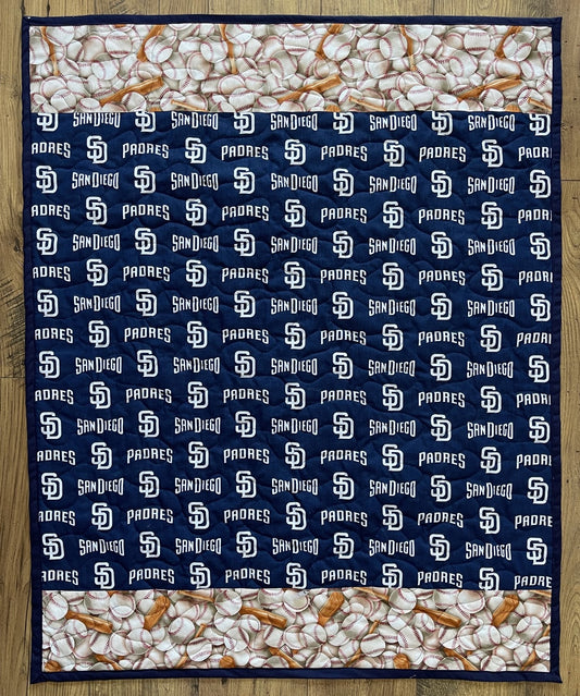 SAN DIEGO PADRES BASEBALL BLUE QUILTED BLANKET