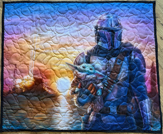 The Mandalorian Grogu inspired Quilted Blanket DIGITALLY PRINTED FABRIC