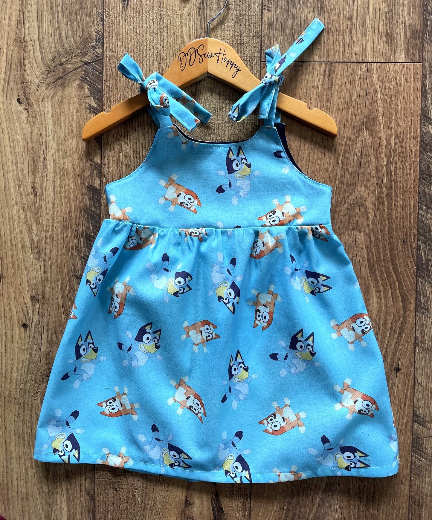 Girls and Toddlers BLUEY & BINGO CARTOON Boho Style Sundress with Shoulder Ties