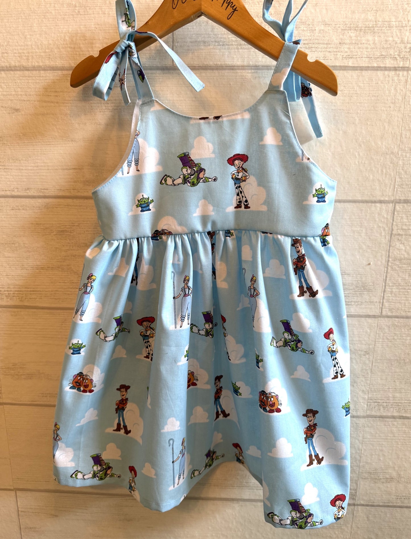 Girls, Infant and Toddlers TOY STORY CHARACTERS LT BLUE Boho Style Sundress with Shoulder Ties