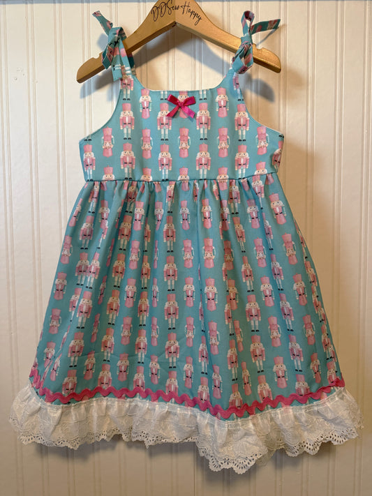 Girls, Infant and Toddlers CLASSIC CHRISTMAS NUTCRACKERS THEMED AQUA DRESS