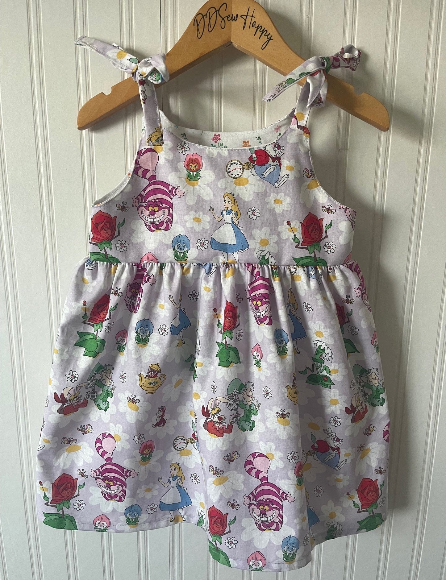 Girls, Infant and Toddlers CLASSIC ALICE IN WONDERLAND INSPIRED Style Sundress with Shoulder Ties