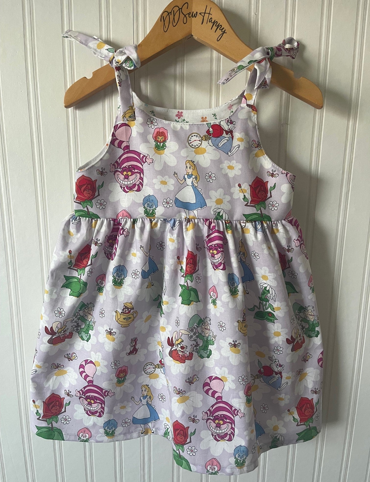 Girls, Infant and Toddlers CLASSIC ALICE IN WONDERLAND INSPIRED Style Sundress with Shoulder Ties