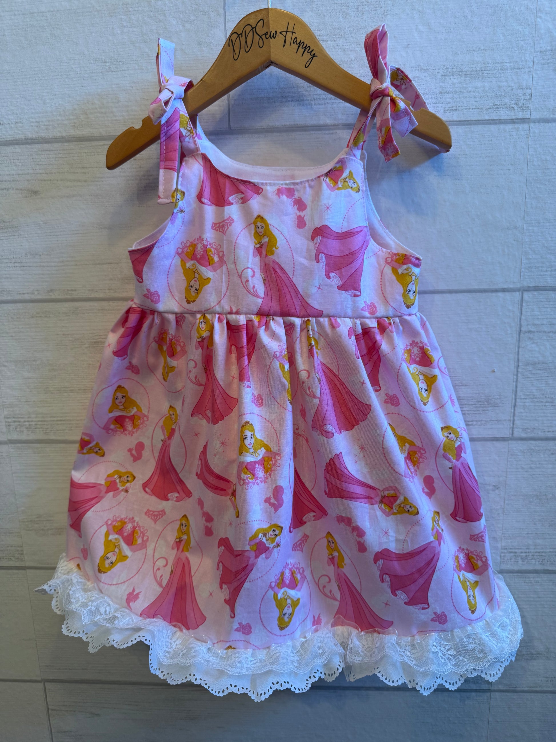 Girls, Infant and Toddlers PRINCESS AURORA SLEEPING BEAUTY Inspired Boho Style Sundress with double ruffle lace