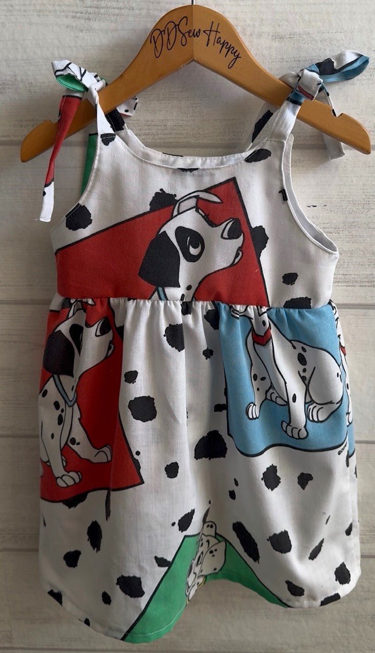 Girls, Infant and Toddlers CLASSIC 101 DALMATIANS INSPIRED Style Sundress with Shoulder Ties