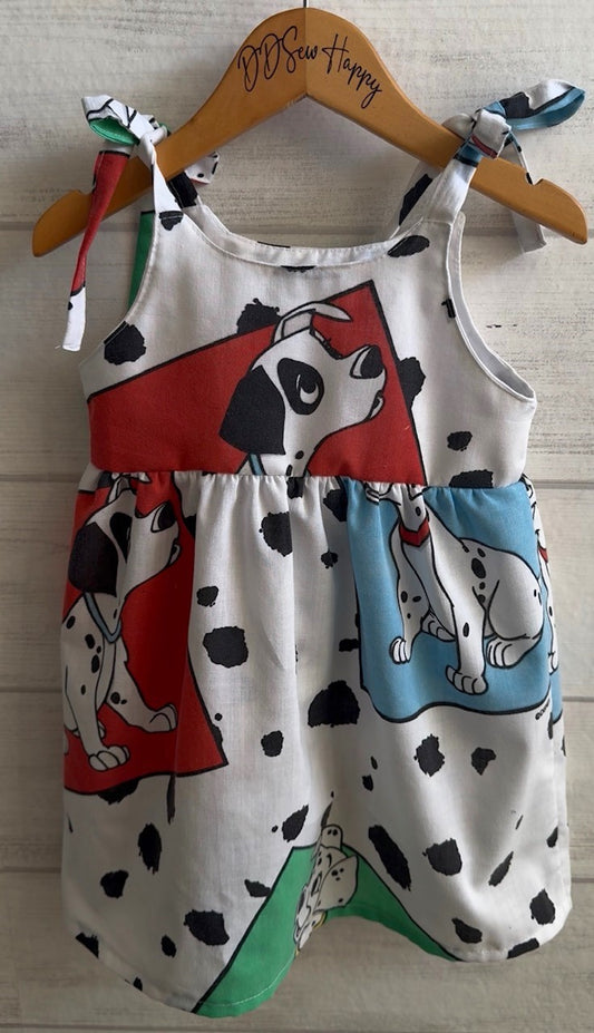 Girls, Infant and Toddlers CLASSIC 101 DALMATIANS INSPIRED Style Sundress with Shoulder Ties