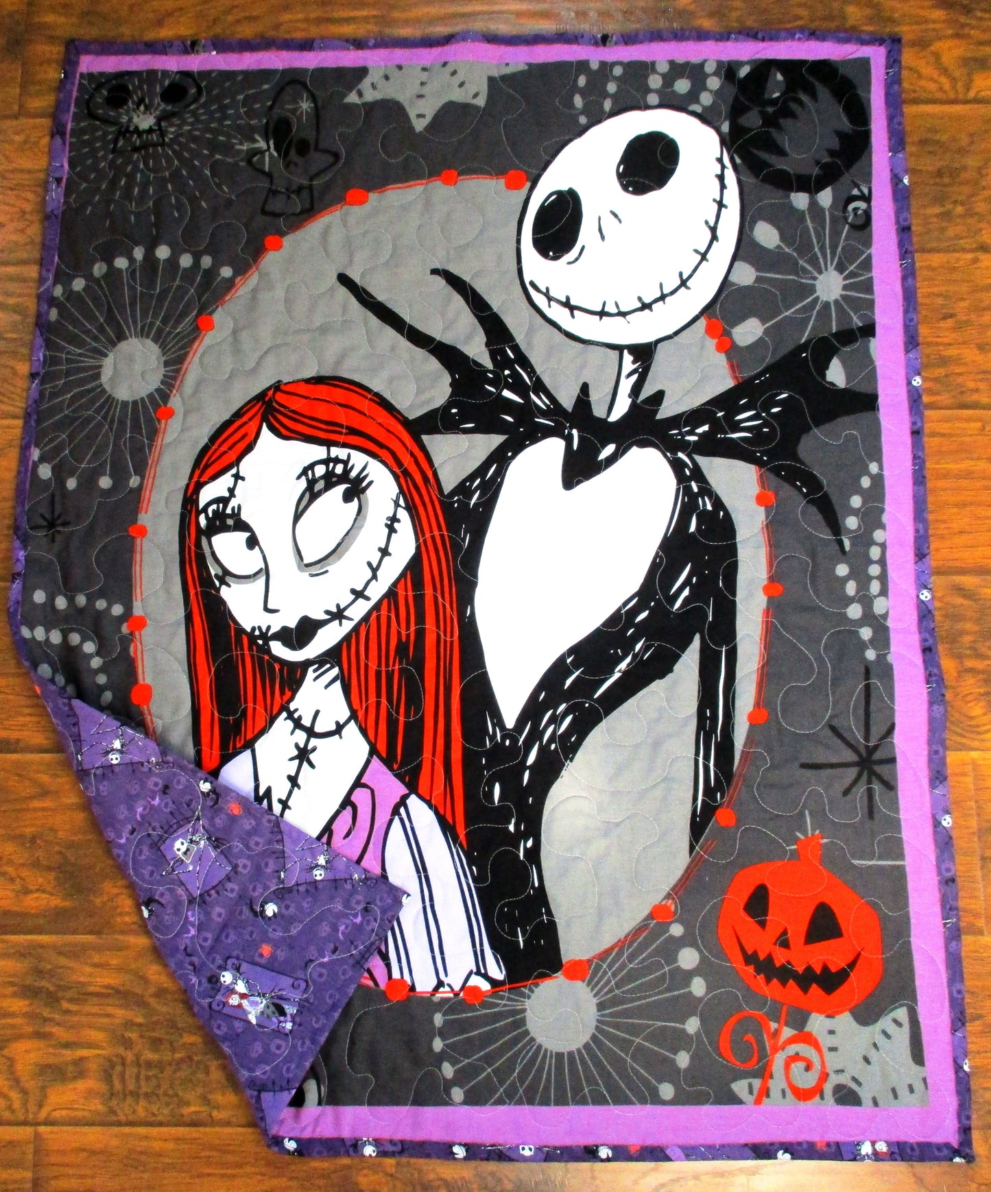 NIGHTMARE BEFORE CHRISTMAS JACK AND SALLY Inspired Quilted Blanket
