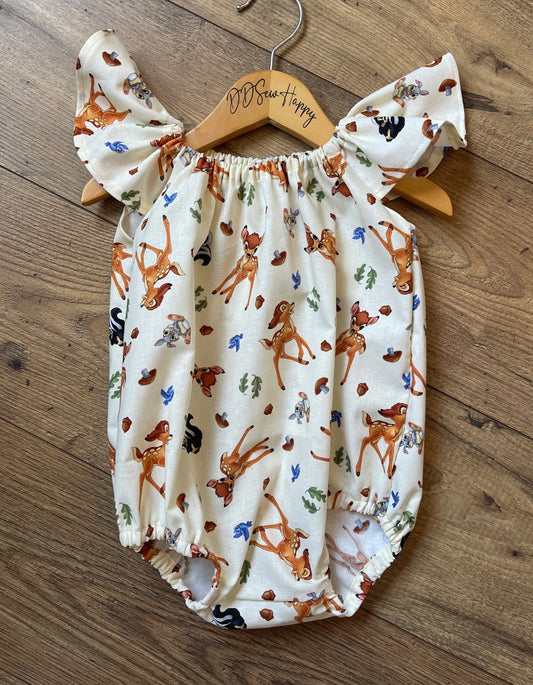 Infant & Toddler Girl's BAMBI THUMPER Inspired Boho Style One Piece Romper