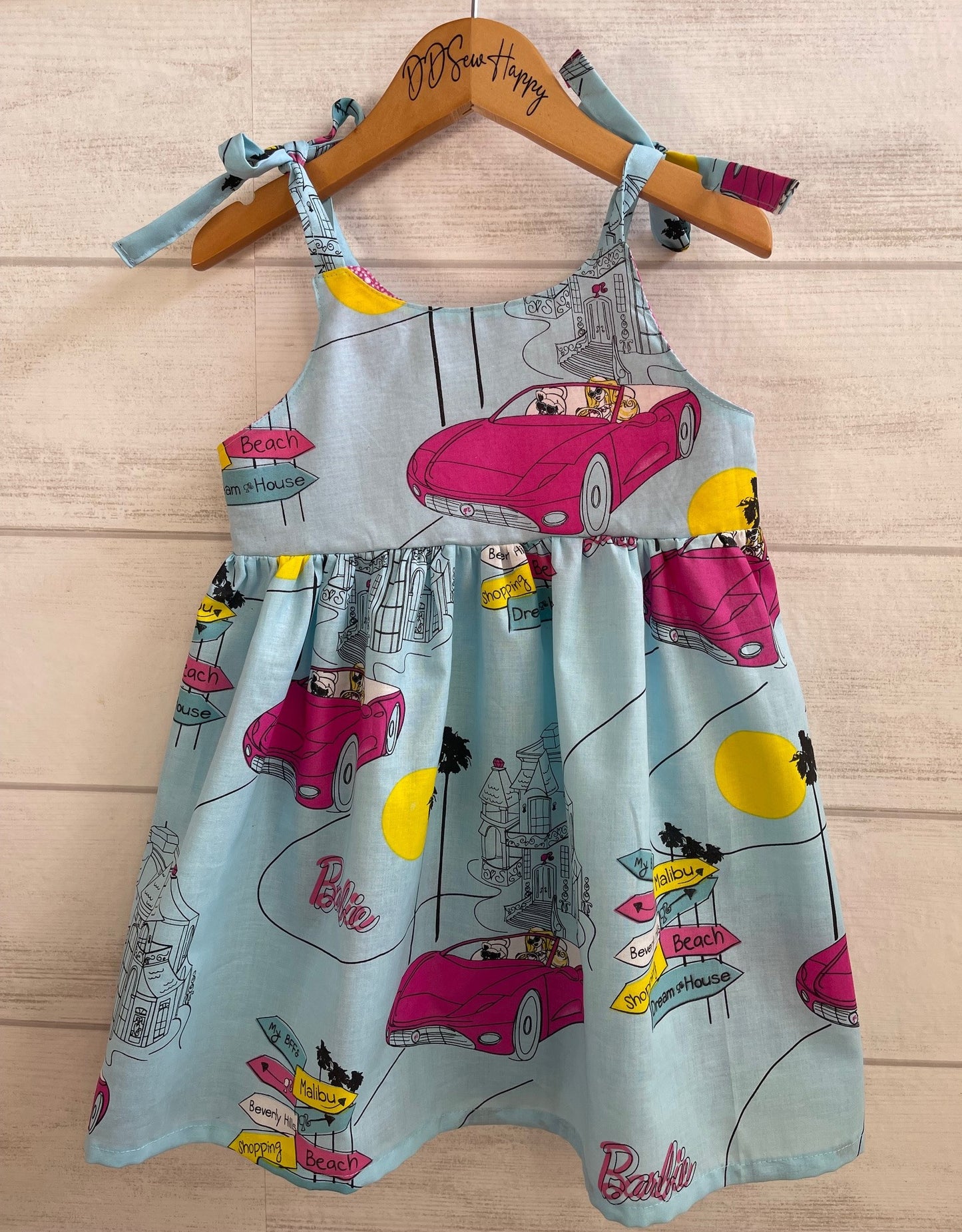Girls and Toddlers MALIBU barbie Boho Style Sundress with Shoulder Ties