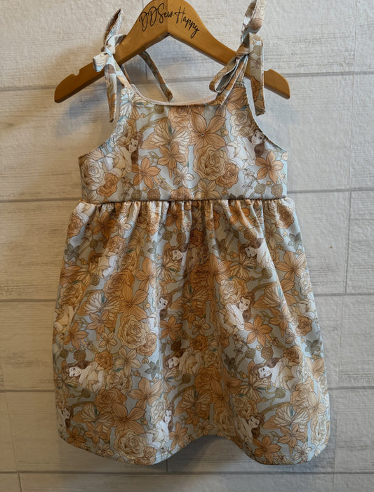 Girls, Infant and Toddlers BEAUTY & THE BEAST BELLE FLORAL Inspired Boho Style Sundress with Shoulder Ties