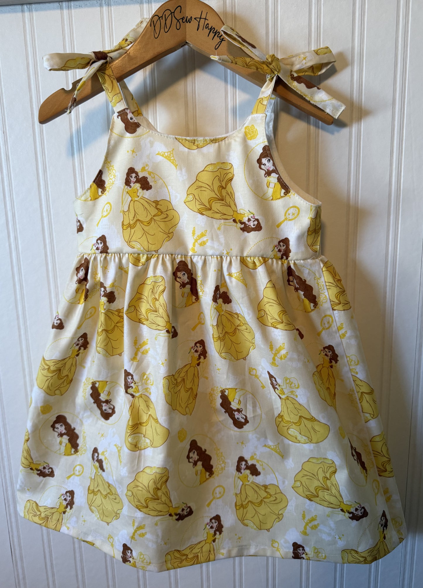 Girls, Infant and Toddlers BEAUTY & THE BEAST BELLE YELLOW DRESS Inspired Boho Style Sundress with Shoulder Ties