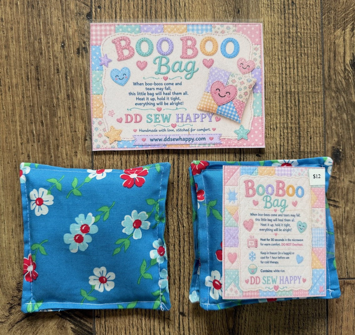 BOO BOO BAGS Hot & Cold Therapy Blue & Red flowers Set of 2 bags