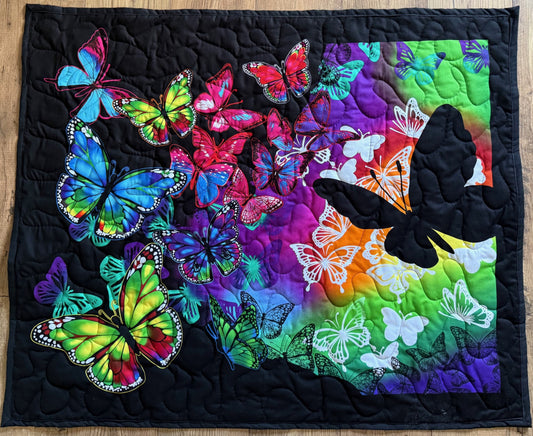 BRIGHT BEAUTIFUL BUTTERFLY QUILTED BLANKET WALLHANGING