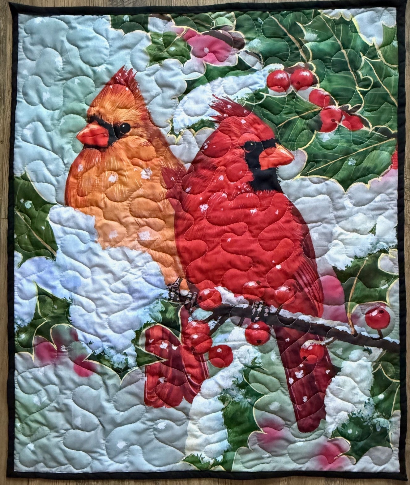 BEAUTIFUL WINTER HAVEN CARDINALS IN THE SNOW QUILTED BLANKET