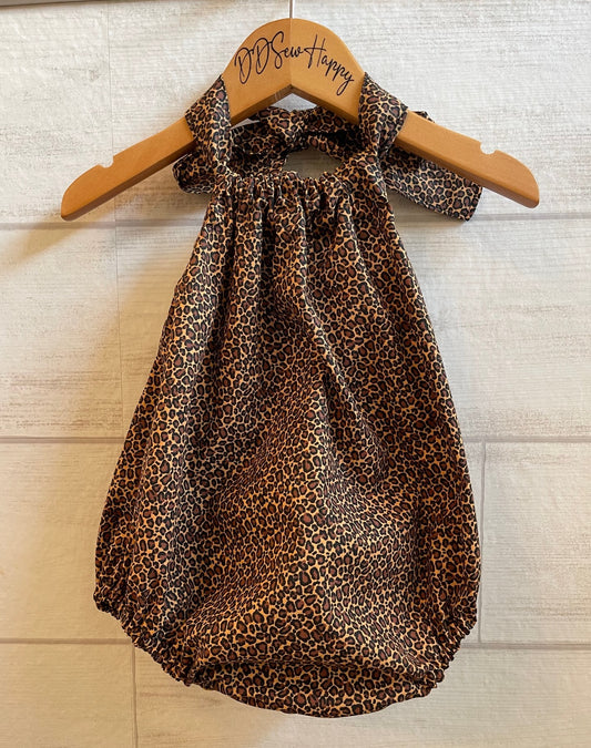 Infant & Toddler Girl's Cheetah Leopard Animal skin Summer Sunsuit Halter Top Romper