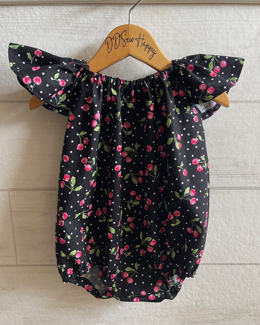 Infant & Toddler Girl's Boho CHERRIES Style One Piece Romper Sunsuit