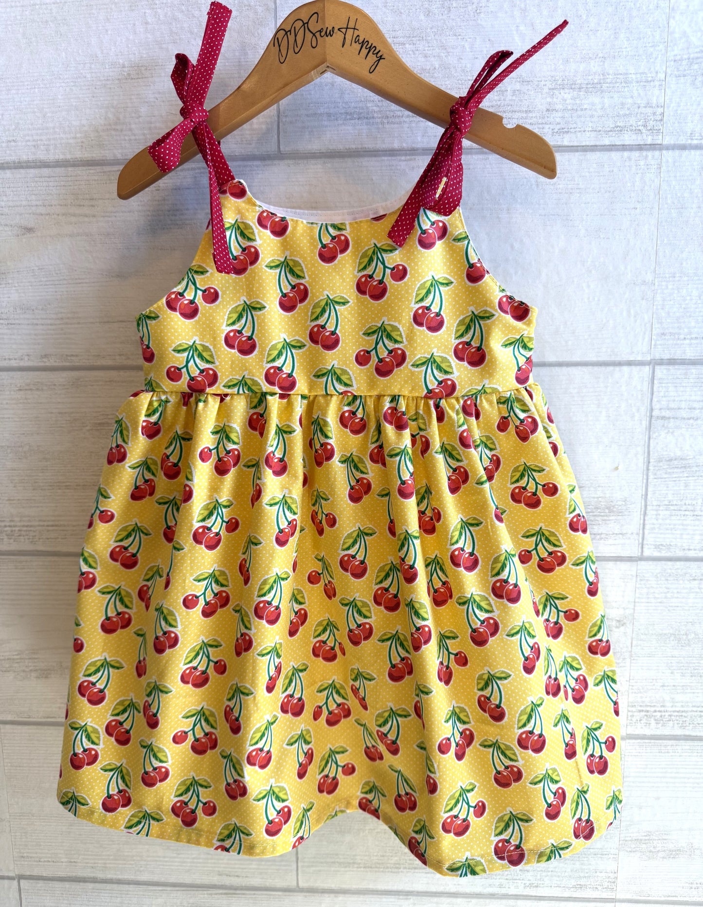 Girls, Infant and Toddlers CHERRIES Boho Style Sundress with Shoulder Ties