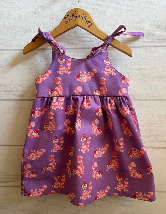 Girls and Toddlers CHESHIRE CAT Boho Style Sundress with Shoulder Ties