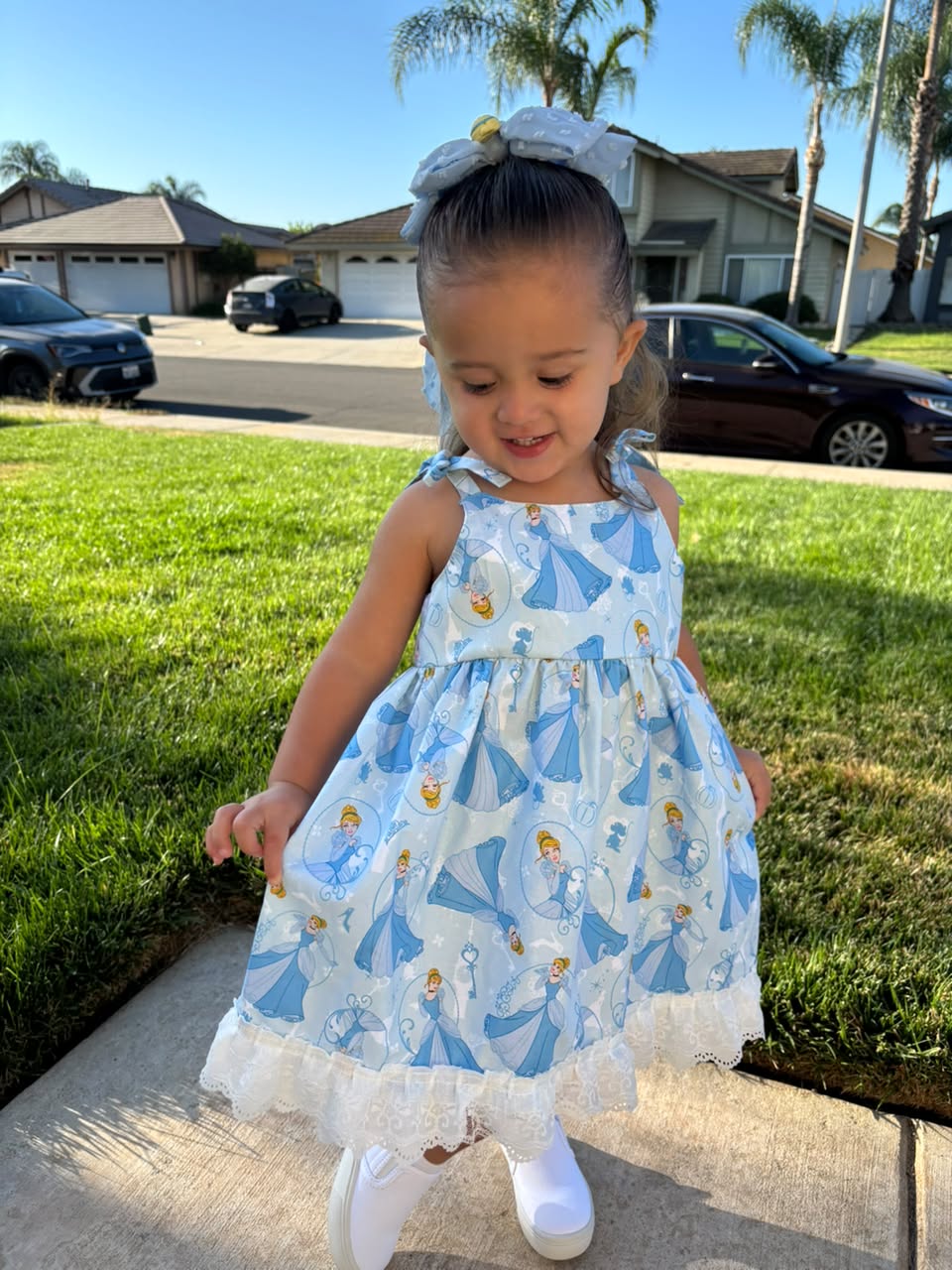 Girls, Infant and Toddlers CINDERELLA Inspired Boho Style Sundress with double ruffle lace