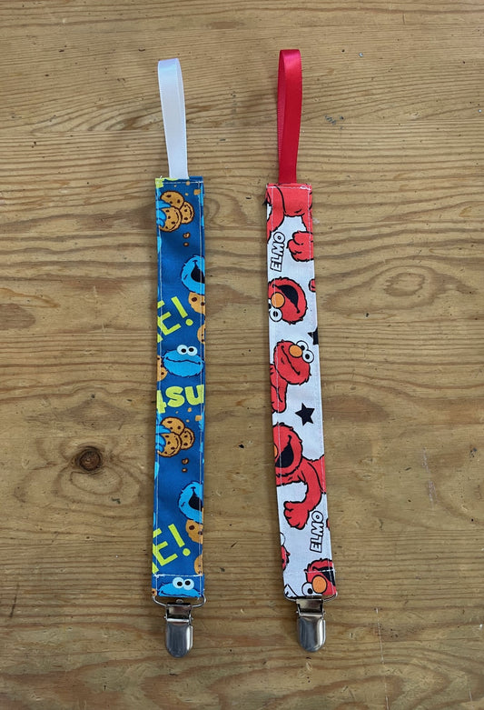 Cookie Monster Elmo Pacifier Clips Teether Toy Leash Variety of Fabrics