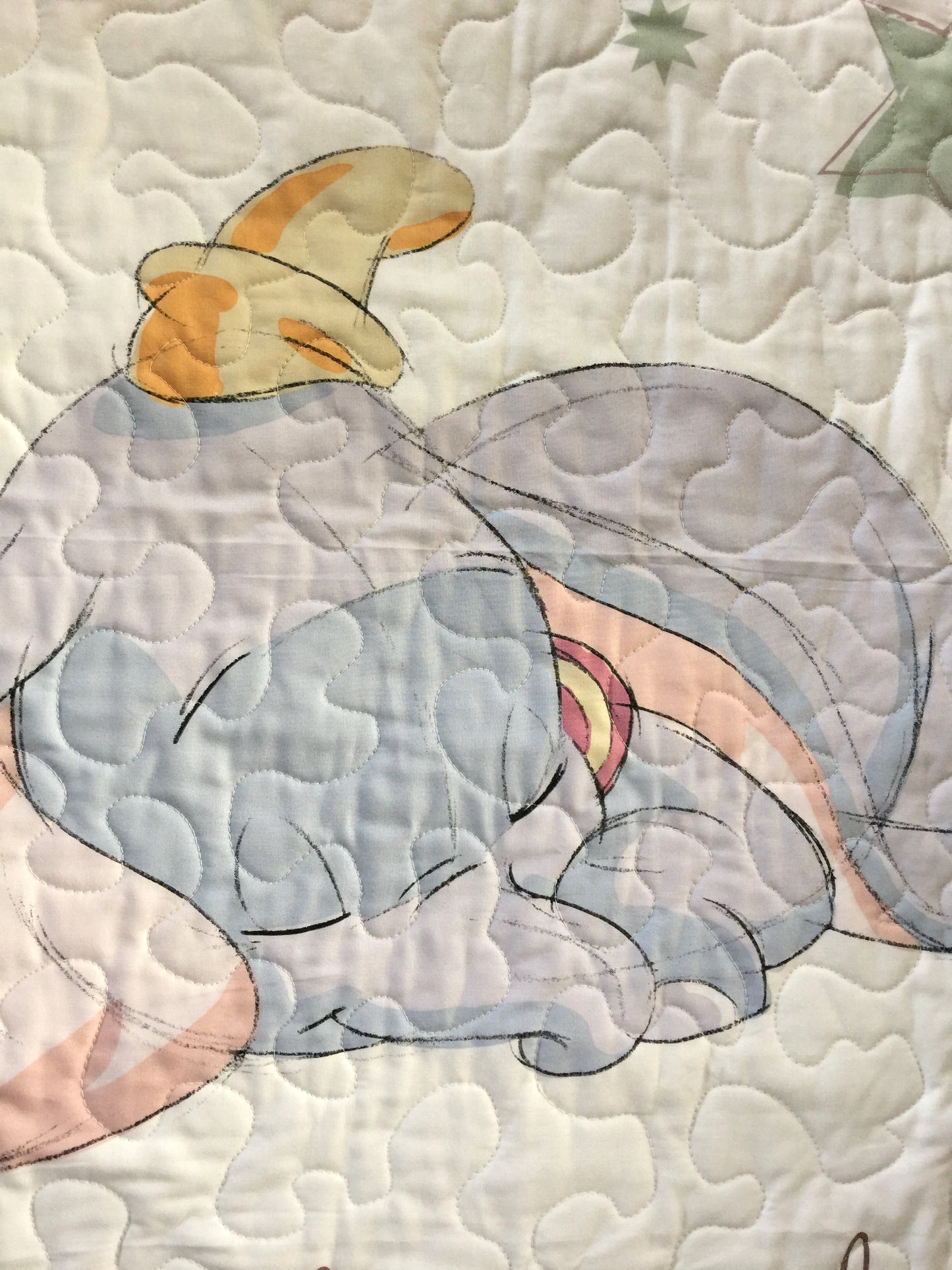 DUMBO THE ELEPHANT OUR LITTLE MIRACLE WORDING BACKING QUILTED BLANKET