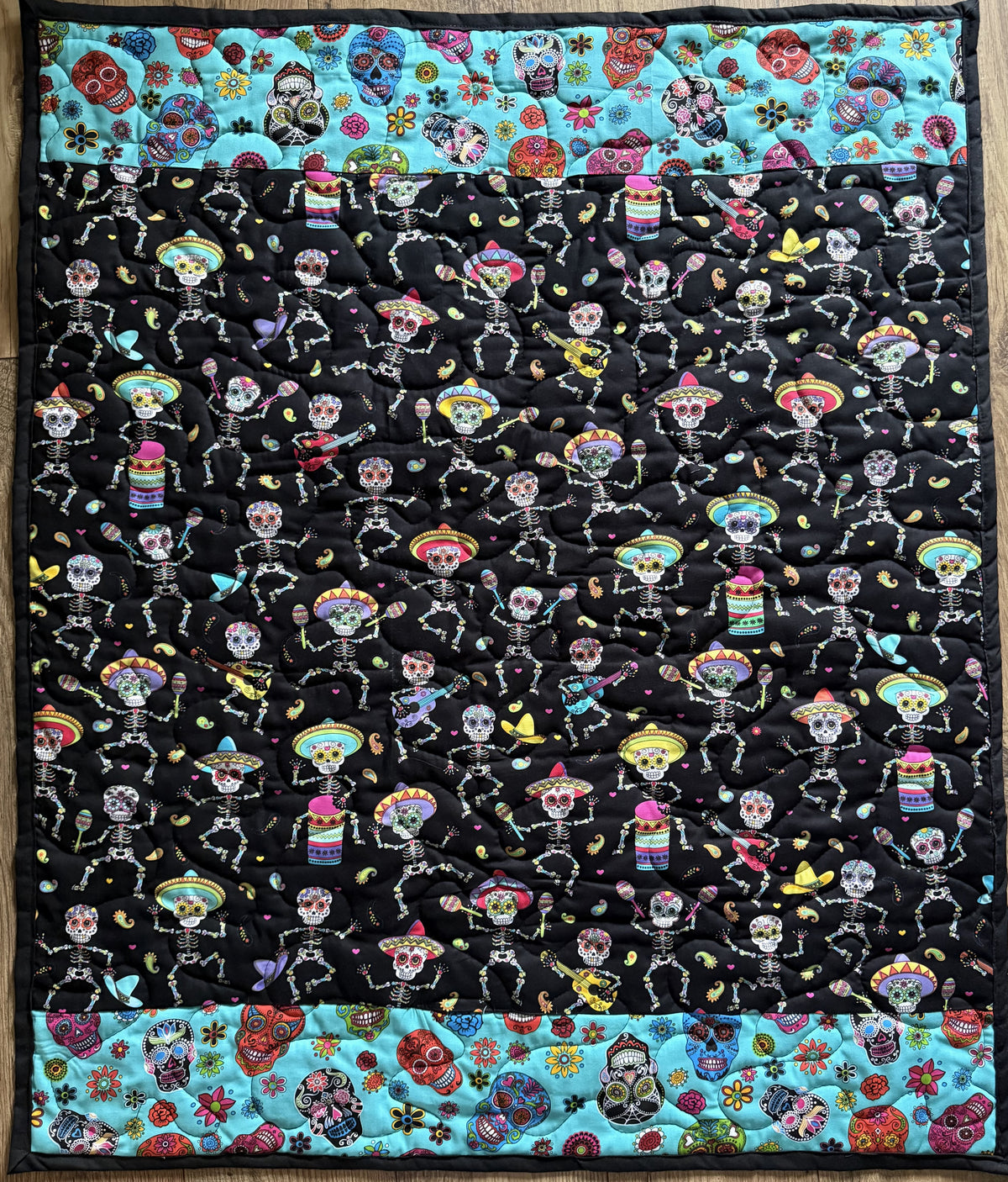 Día de los Muertos Sugar Skull Day of the Dead Celebration Inspired Quilted Blanket