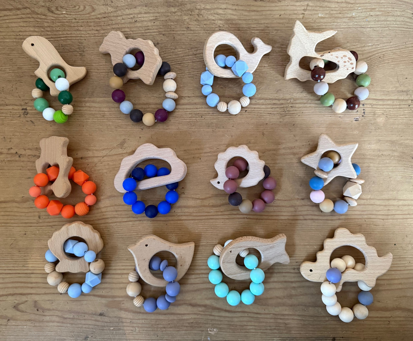 SALE Baby Natural Wood DINOSAUR, SHEEP, WHALE, DEER, BEAR, CLOUD Teethers Sensory Toys