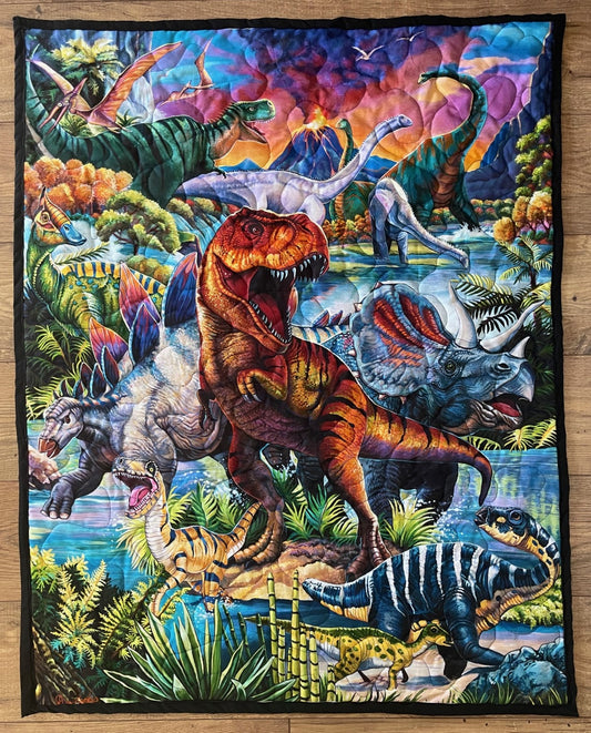 JURASSIC DINOSAURS QUILTED BLANKET 36"X44"