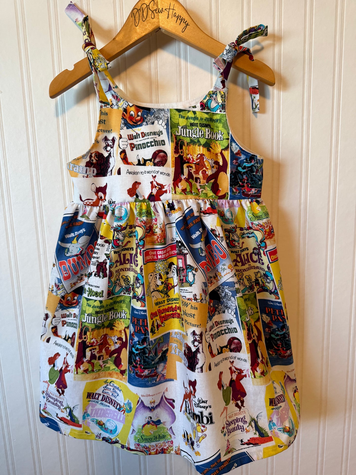 Girls, Infant and Toddlers Vintage Posters Boho Style Sundress with Shoulder Ties