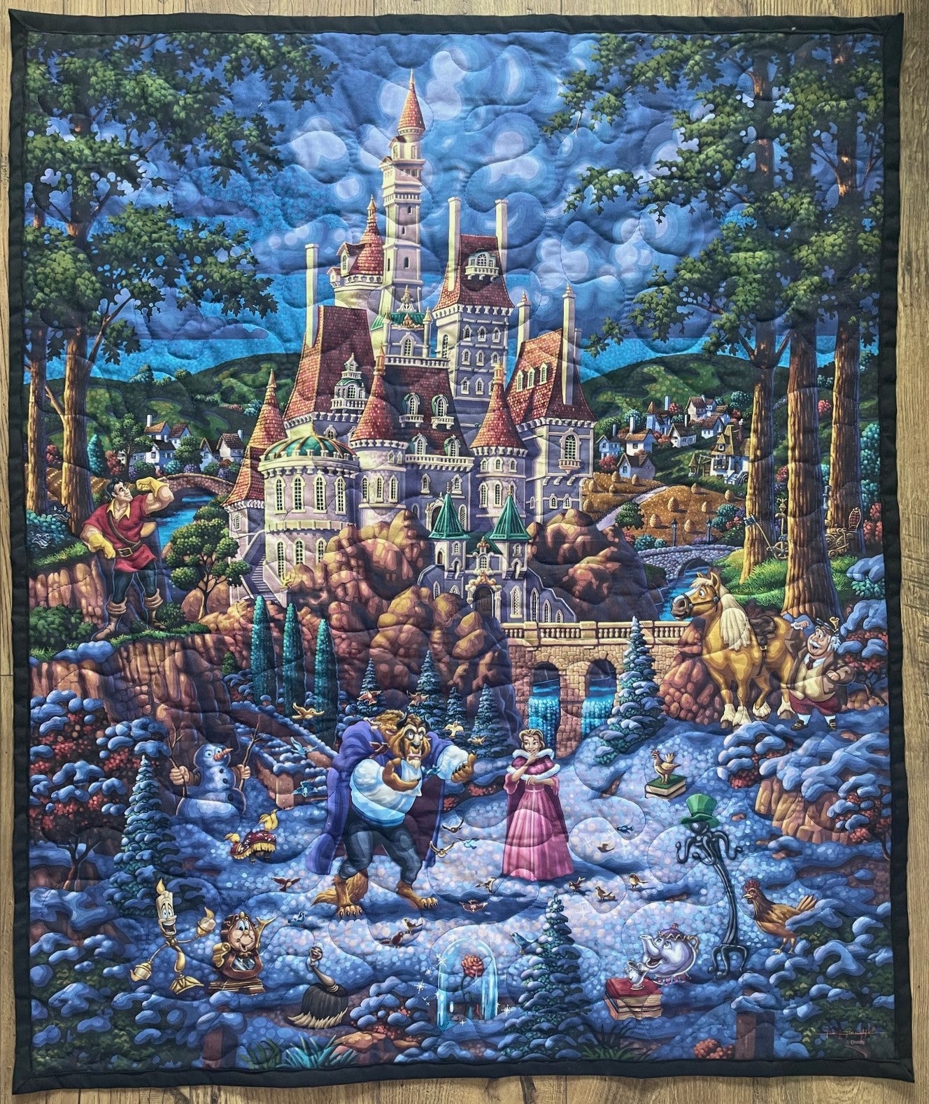 BEAUTY AND THE BEAST Inspired Quilted Blanket 36"x44" DIGITAL PRINTED FABRIC