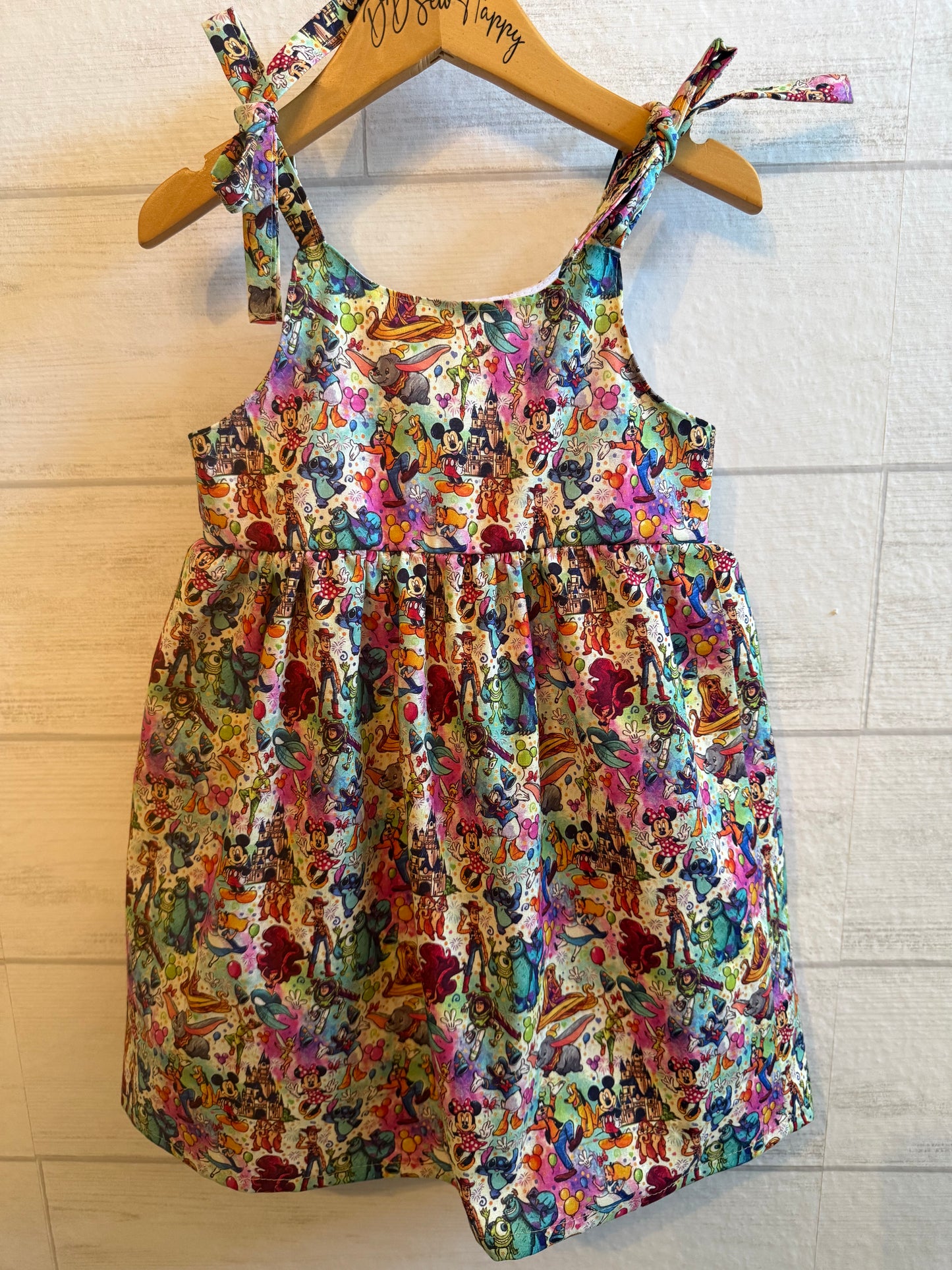 Girls, Infant and Toddlers Amusement Park Characters Boho Style Sundress with Shoulder Ties