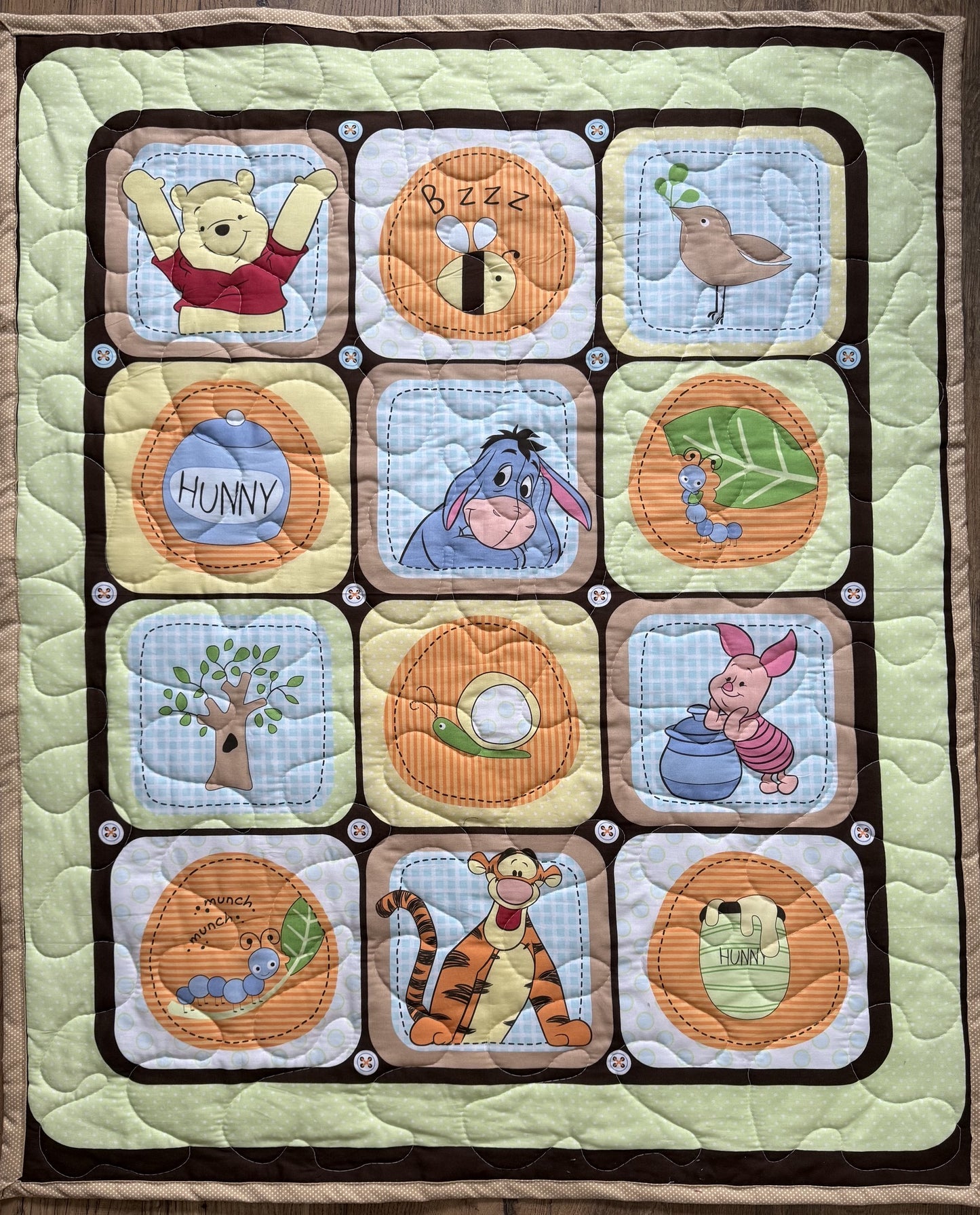 WINNIE THE POOH CHARACTERS EEYORE, PIGLET, TIGGER Inspired Quilted Blanket