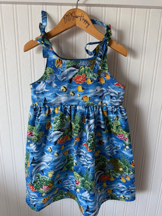 Girls, Infant and Toddlers Dolphins Ocean Sea Life Boho Style Sundress