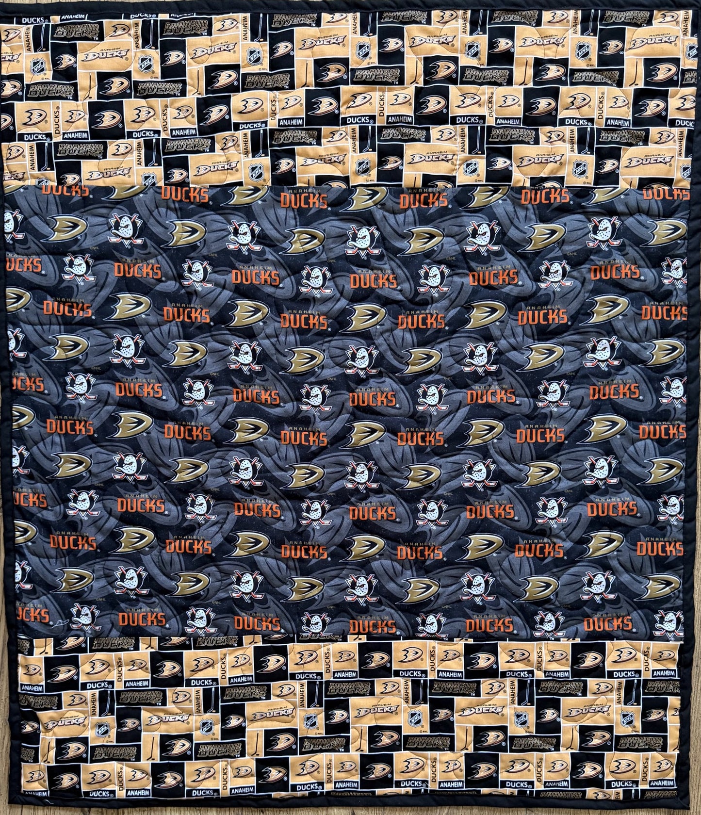 ANAHEIM DUCKS ICE HOCKEY INSPIRED QUILTED BLANKET
