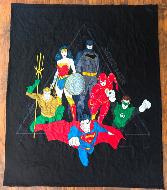 SUPERHERO JUSTICE LEAGUE Inspired Quilted Blanket