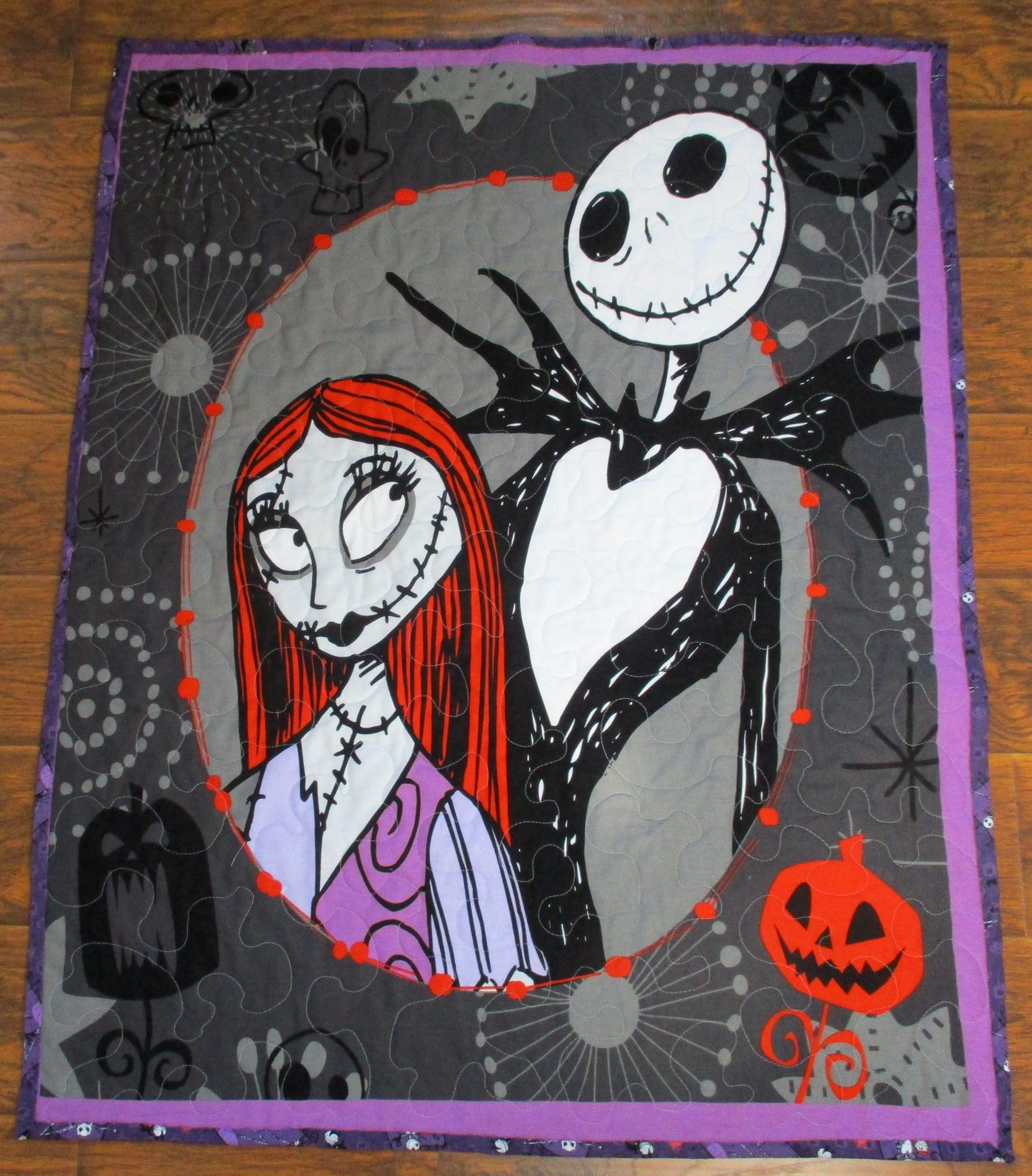 NIGHTMARE BEFORE CHRISTMAS JACK AND SALLY Inspired Quilted Blanket