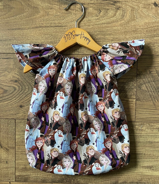 Infant & Toddler Girl's FROZEN CHARACTERS Inspired Boho Style One Piece Romper