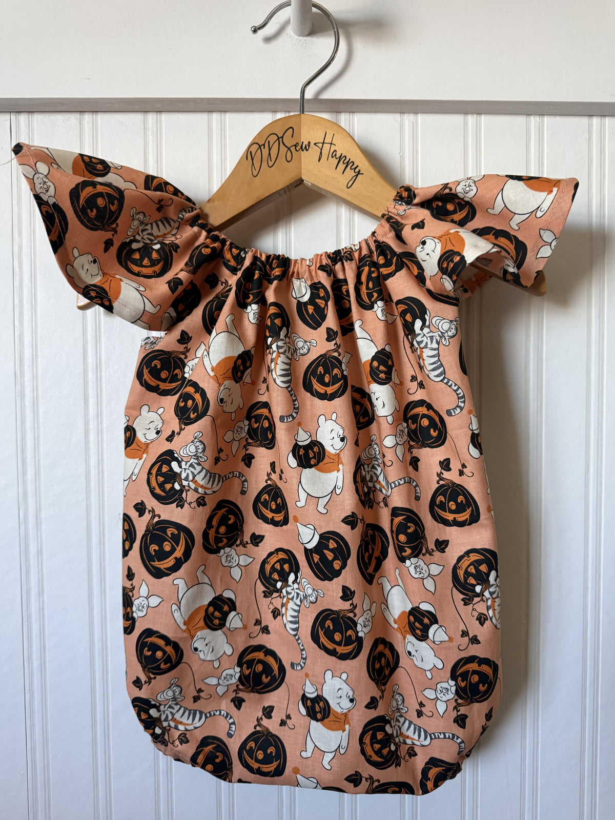 Infant & Toddler Girl's HALLOWEEN POOH, TIGGER & PIGLET Boho Style One Piece Bubble Romper