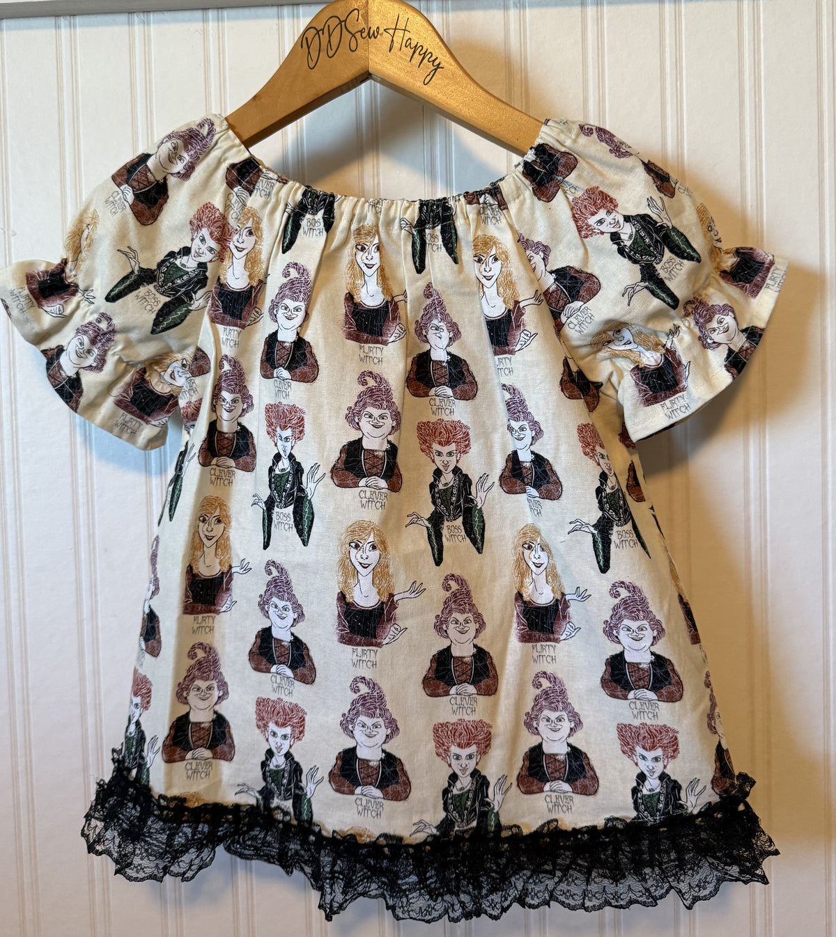 Girls HALLOWEEN HOCUS POCUS SANDERSON SISTERS puffy short sleeved dress